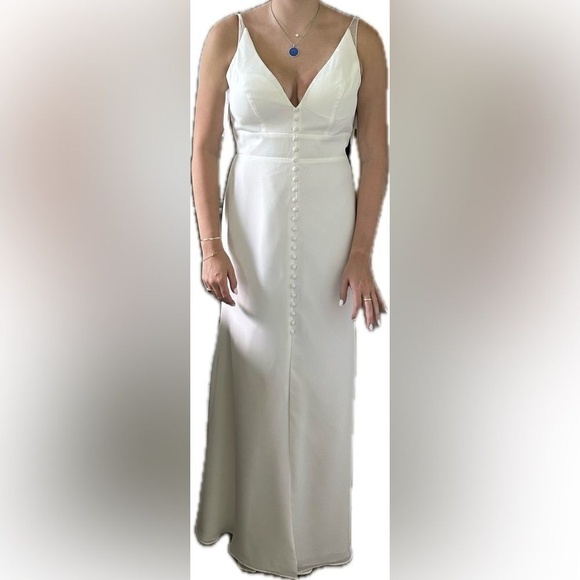 Christina Wu Bridesmaid Celebrations Collection Dress Ivory Size 10 Style 22029 - Picture 5 of 16